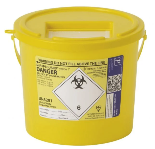 Sharpsguard Yellow 7 Ltr Sharps Bin