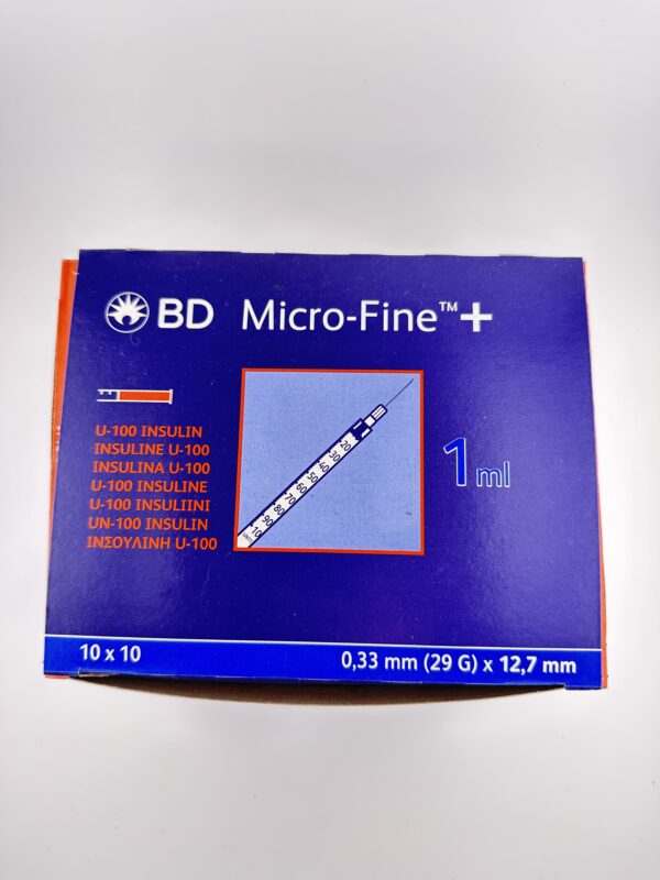 BD Micro Fine+ 1ml Insulin Syringe & Needle 29g x 12.7mm x 100