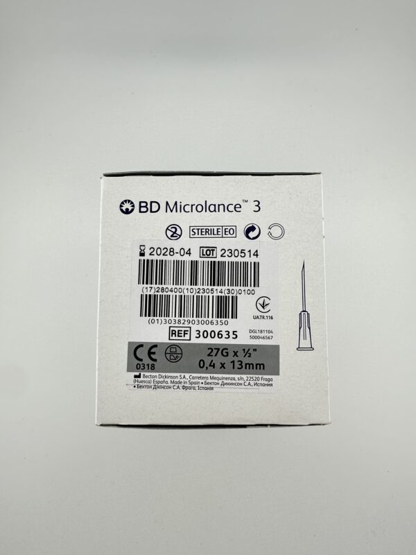 BD Microlance 3 Needles Grey 27g x 0.5" (13mm) x 100