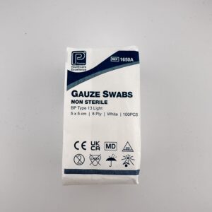 Gauze Swabs: 5 x 5cm 8 ply x 100